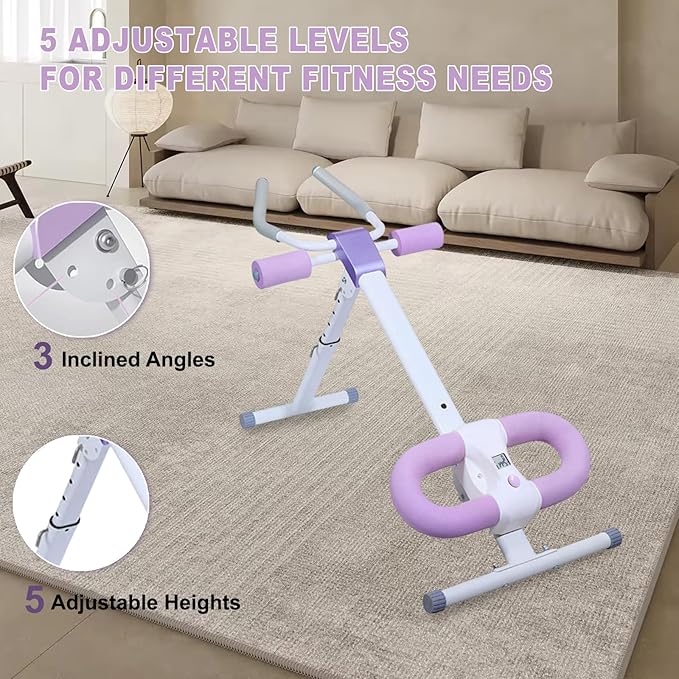 Ab Workout Equipment Abdominal Trainer, Adjustable Ab Machine at Home Gym, Foldable Abdominal Exercise Machine, Core & Ab Trainer Machine for Stomach Workout with LCD Monitor-Ruum Studio Home
