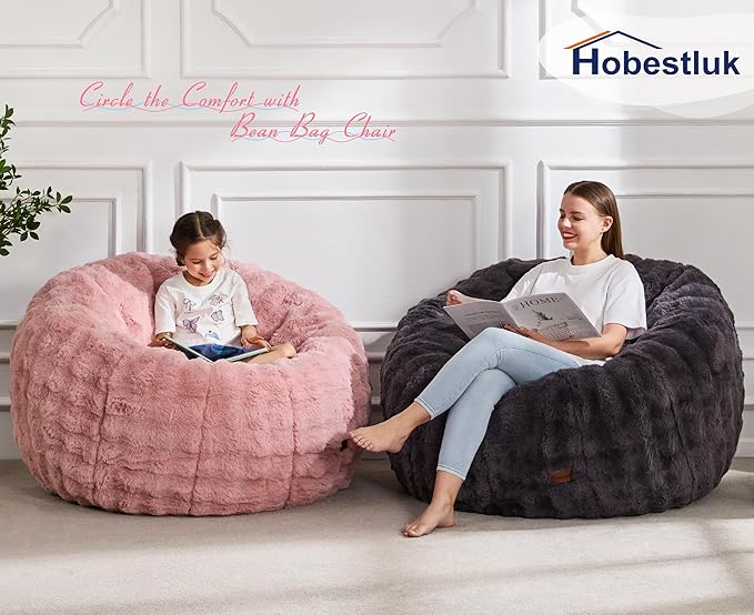 Hobestluk Bean Bag Chair Oversized Bean Bag Chair for Adults Donut-Shaped Large Bean Bag with Spacious Design for Living Room Bedroom or Reading Nook (Bubble Pink)-Ruum Studio Home