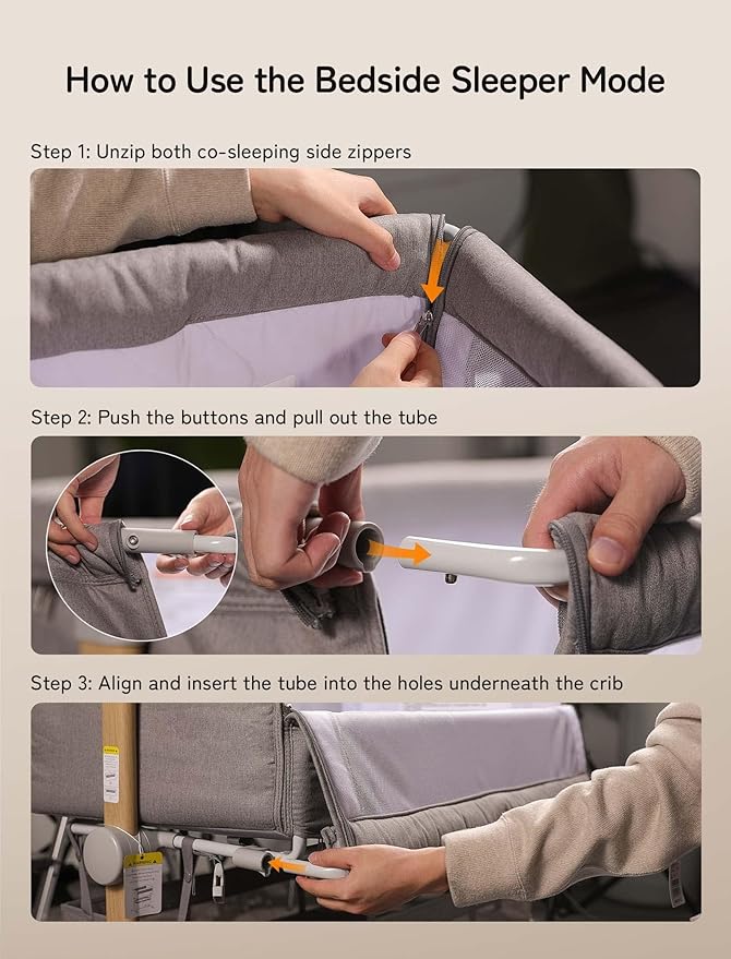 Baby Bassinet Bedside Sleeper, besrey Bedside Bassinet for Newborn Infant with Comfy Mattress, 9 Height Positions, Adjustable Bedside Crib with 360° Swivel Wheels Bassinet for Baby with Storage Basket-Ruum Studio Home