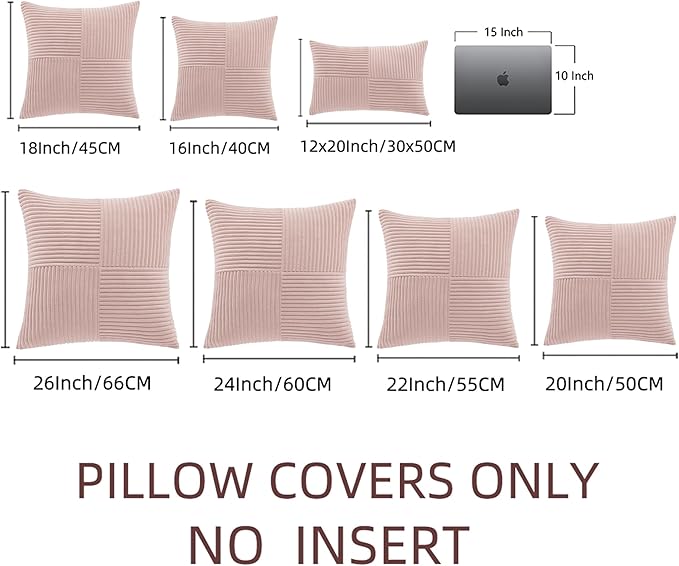 Fancy Homi 2 Packs Blush Pink Lumbar Decorative Throw Pillow Covers 12x20 Inch for Living Room Couch Bed, Rustic Farmhouse Boho Home Decor, Soft Striped Corduroy Rectangle Accent Cushion Case 30x50 cm-Ruum Studio Home