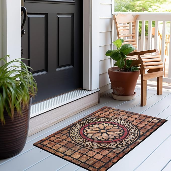 CHICHIC Rectangle Entrance Door Mat Large 24 x 36 Inch High Traffic Area Entry Way Doormat Front Door Rugs Outdoors Heavy Duty Welcome Mat, Non Slip Rubber Back Low Profile for Garage-Ruum Studio Home