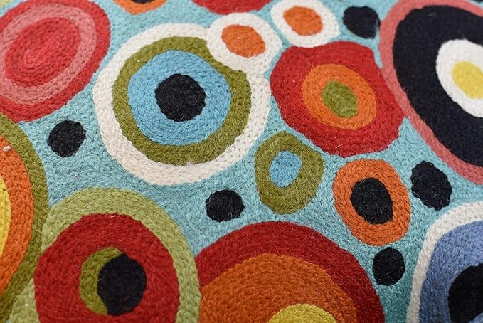 Turquoise Polka Dots Decorative Pillow Cover Contemporary Pillowcase Blue Modern Outdoor Chair Cushion Throw Sofa Couch Cushions Hand Embroidered Wool 18x18-Ruum Studio Home