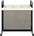 STO STO Laundry Hamper 3 Section, 120L Rolling Laundry Sorter Cart with Removable and Washable Liner Bag, Rolling Clothes Hamper with Metal Handle for Laundry Room and Bedroom-Ruum Studio Home
