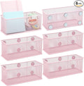 EASEPRES Magnetic Pencil Holder Set of 6 - Wire Mesh Storage Baskets Organizer with Strong Magnets - Perfect for Whiteboard, Refrigerator and Locker Accessories, Pink-Ruum Studio Home