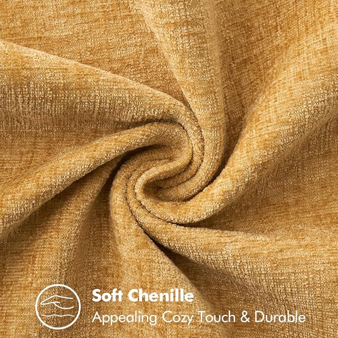 MIULEE Pack of 2 Couch Throw Pillow Covers 24x24 Inch Gold Farmhouse Decorative Pillow Covers with Stitched Edge Soft Chenille Solid Dyed Fall Pillow Covers for Sofa Bed Living Room-Ruum Studio Home