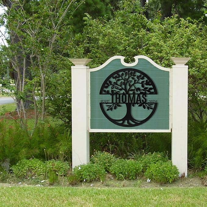 Metal Signs Customized, Tree of Life Metal Signs, Personalized Family Name Sign, Outdoor Metal Wall Art, Metal Tree Wall Decor, Porch Signs Outdoor, Housewarming Gift, Rustic Home Decor-Ruum Studio Home