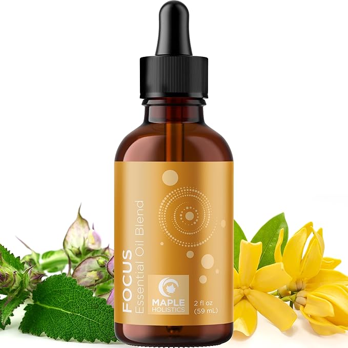 Focus Essential Oil Blend for Diffusers - Aromatherapy Essential Oils Blend for Home and Travel Energy Focus and Attention Support with Grapefruit Bergamot Peppermint and Eucalyptus (2 Fl Oz)-Ruum Studio Home