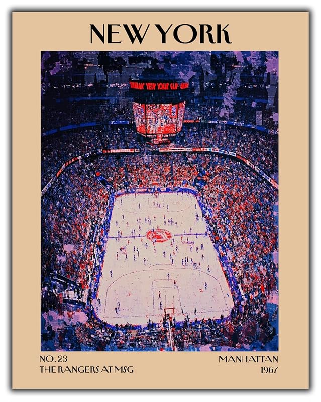 Retro Vintage New York Wall Art Print - 11x14 Unframed Poster - New York City Souvenirs, Cute Trendy Colorful Wall Decor (The Rangers at MSG, 11x14")-Ruum Studio Home