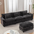 URRED Modular Sectional Sofa Comfy Cloud Couch, Modern Chenille Sofa Sleeper Deep Seat Couches with Ottoman/Pillows for Living Room (Black, 117''- L Shape)-Ruum Studio Home