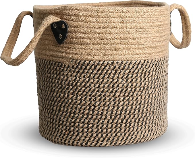 Jute Rope Basket - 12"x12" Woven Plant Pot Cover, Boho Indoor/Outdoor Multifunctional Storage-Ruum Studio Home