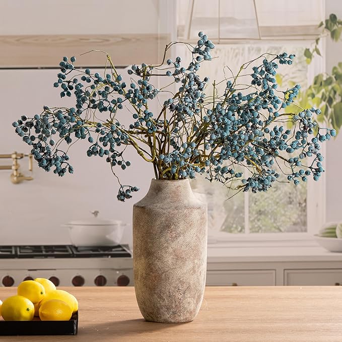 Mitt&Ditt Ceramic Flower Vase, 12.5 inch Tall Off-White Vase, Large Decorative Terracotta Vases, Farmhouse Rustic Pottery Vases for Home Decor, Living Room, Table-Ruum Studio Home