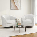Swivel Barrel Accent Chair, Modern Round Corduroy Fabric Arm Chair for Living Room, Bedroom, Comfy Club Reading Chairs for Adults (Corduroy Beige, Set of 2)-Ruum Studio Home