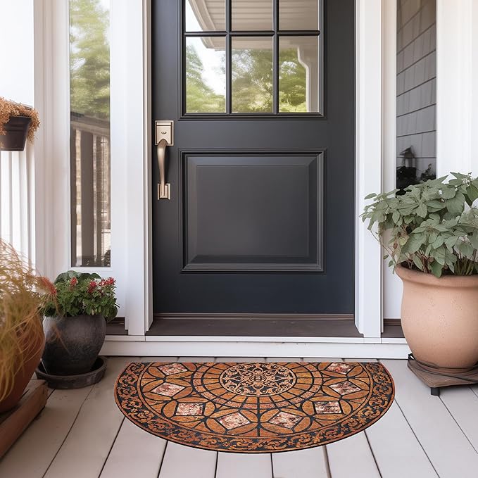 CHICHIC Entrance Door Mat Large 24 x 36 Inch Entry Way Doormat Front Door Rugs Outdoors Heavy Duty Welcome Mat Non Slip Rubber Back Low Profile for Garage, Patio, High Traffic Area, Orange-Ruum Studio Home
