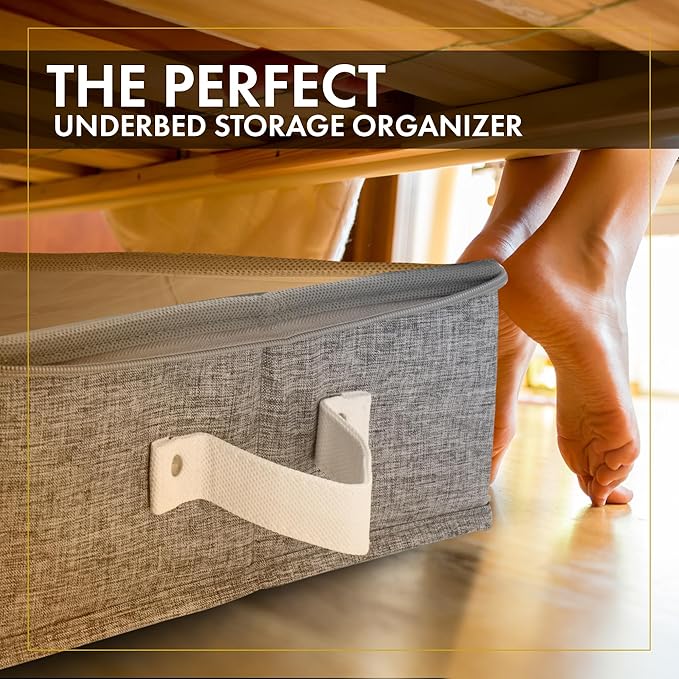 HOMELUX THEORY 2pc Under Bed Storage Containers, Bedroom Under the Bed Drawer Storage Organizer with Bins and Lids, Large Underbed Clothes Storage Box Ideal for Blanket, Fabric, & Shoes (LightGray)-Ruum Studio Home