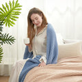 Snuggle Sac Blue Waffle Throw Blanket for Couch Bed Sofa 60x80 inches, Reversible Blue Blanket Microfiber Fluffy Fuzzy Cozy Knit Twin Blanket for Women Mothers Birthday Gifts-Ruum Studio Home