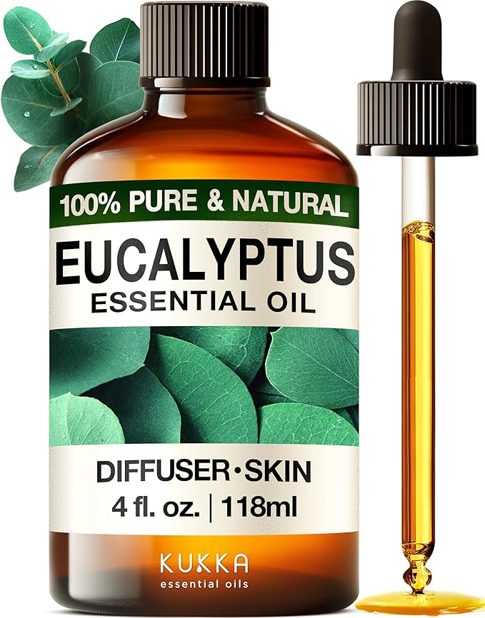 KUKKA essential oils 100% Pure & Natural Eucalyptus Essential Oil for Diffuser, Humidifier, Skin, Hair & Soap Making DIY(4 Fl Oz/118 ml)-Ruum Studio Home