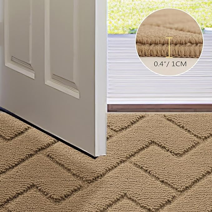 hicorfe Front Door Mat Outside Entrance,36"x59" Absorbent Muddy Dirt Resist Welcome Door Mats Outdoor Indoor,Stain and Fade Resistant,Non Slip Backing Entry Mat Doormat for Entryway(Brown)-Ruum Studio Home