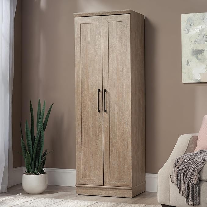 HomePlus Kitchen Pantry Storage Cabinet with Adjustable Shelves, Laundry Bathroom Storage Cabinet, Brushed Oak Finish-Ruum Studio Home