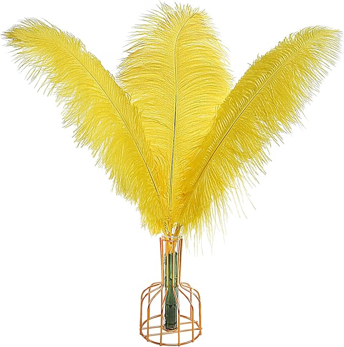 THARAHT Yellow Ostrich Feathers 12pcs Large Natural Bulk 16-18Inch 40cm-45cm for Wedding Party Centerpieces Easter Gatsbi and Home Decoration Feathers-Ruum Studio Home
