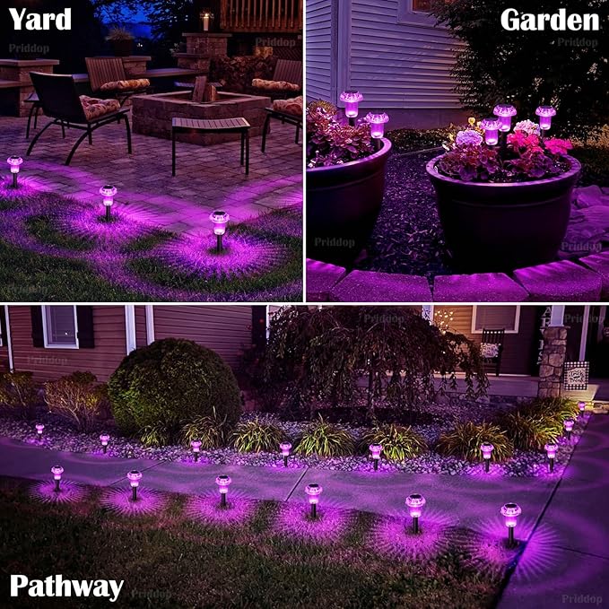 Halloween Solar Lights Outdoor 16 Pack Purple LED Waterproof Mushroom Outside Lights for Yard Garden Patio Pathway Walkway Landscape Halloween Decorations-Ruum Studio Home