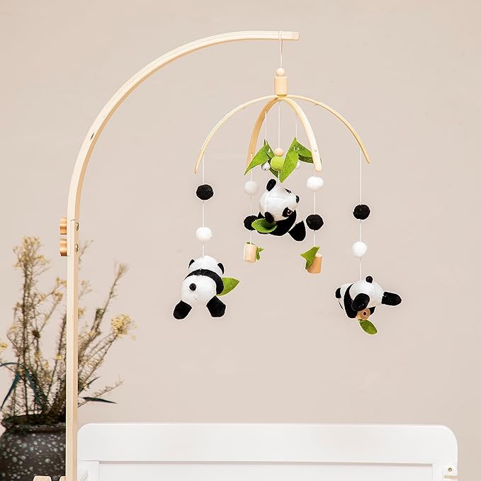 Baby Crib Mobile - Panda Mobile for Crib, Nursery Mobile Decor, Baby Bassinet Mobile Toy - Shower Set for Infant Bedroom Hanging Decoration, Gender Neutral Baby Gift-Ruum Studio Home