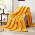 L'AGRATY Chunky Knit Blanket Throw - Soft Chunky Throw Blanket 30x40: 100% Hand Kintted Chenile Crochet Throw Blanket for Couch - Large Cable Knit Chunky Blanket for Home Decor(Mustard Yellow)-Ruum Studio Home