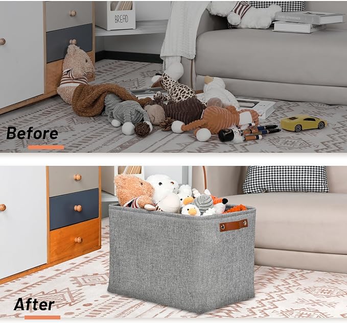 DULLEMELO Large Storage Baskets, 3 Pack Foldable Storage Baskets Bins for Colthes Organizer, Fabric Storage Organizer Baskets for Shelves Closet Nursery Toy Storage(Gray)-Ruum Studio Home