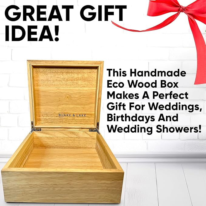 Blake & Lake Wooden Eco Box with Hinged Lid - Solid Oak Wood Storage Box with Lid - Wooden Keepsake Box - Decorative wooden boxes with lids for Keepsakes (Oak)-Ruum Studio Home
