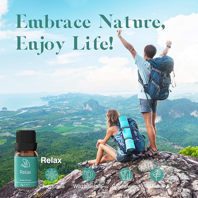 ASAKUKI Essential Oil Blends, Essential Oils for Diffusers for Home, Well-Being Kit- Calm Mind, Sweet Dreams, Happy, Relax, Air Freshening, Immunity for Aromatherapy, Humidifiers, Massage, 6x10ml-Ruum Studio Home