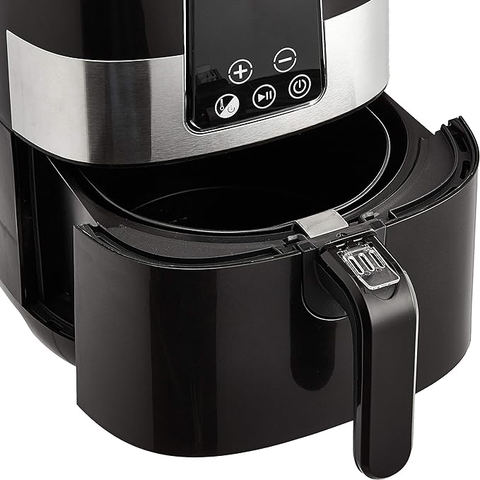 Amazon Basics 3.2 Quart 6-In-1 Air Fryer (Fry, Crisp, Roast, Bake, Reheat, Dehydrate), Non-Stick, with Timer, Auto Shut-Off, Digital Touch Screen, 180-400°F, 1400W, Black/Silver-Ruum Studio Home
