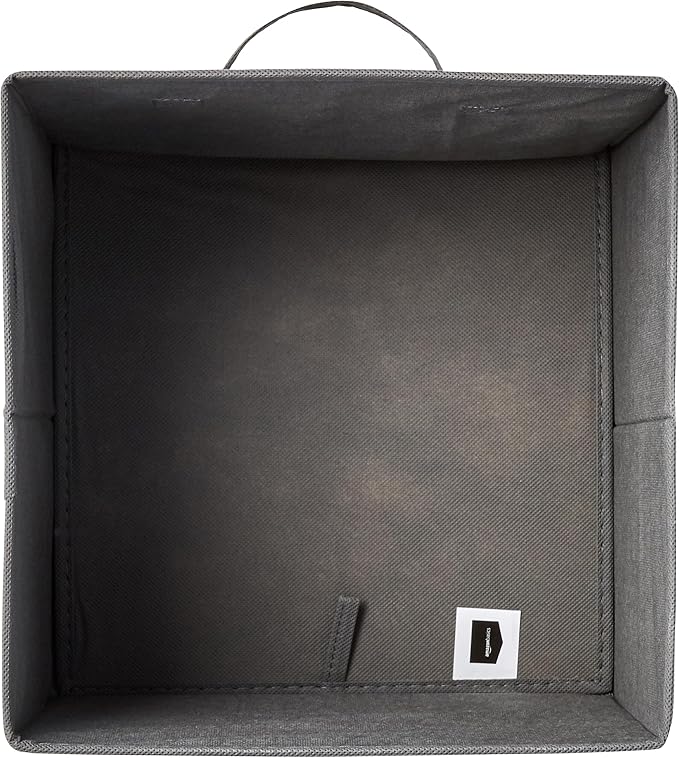 Amazon Basics Collapsible Fabric Storage Cubes Organizer with Handles, Sturdy, Gray, 10.5-x-10.5-x-11-inch, Pack of 6-Ruum Studio Home