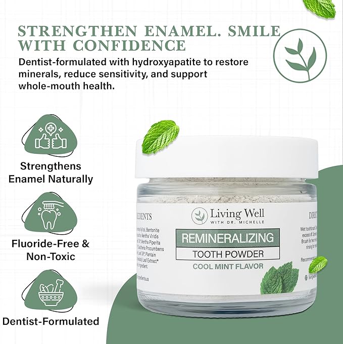 Remineralizing Tooth Powder | Fluoride-Free Hydroxyapatite Formula | Supports Enamel Strength & Oral Wellness | Safe, Clean Ingredients | Cool Mint Flavor-Ruum Studio Home