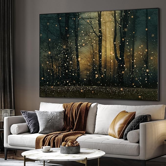 SIGNWIN 60"x72" Extra Large Framed Wall Art Magical Firefly Forest at Twilight, Enchanted Nature Scene for Home Living Room Bedroom Decor (Frame Assembly Required)-Ruum Studio Home