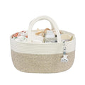 Large Baby Diaper Caddy Organizer for Girl Boy Rope Nursery Storage Bin Basket Portable Holder Tote Bag for Changing Table Car Travel Baby Shower Gifts Newborn Registry Must Haves White and Brown-Ruum Studio Home