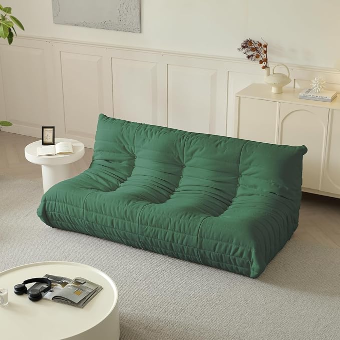 Luxury Sofa Couch Chair, Lazy Floor Seating, Fireside Bean Bag Chair, Ergonomic Tatami Sofa Lounger for Living Room, Bedroom, Office, 3 Seat, Green-Ruum Studio Home