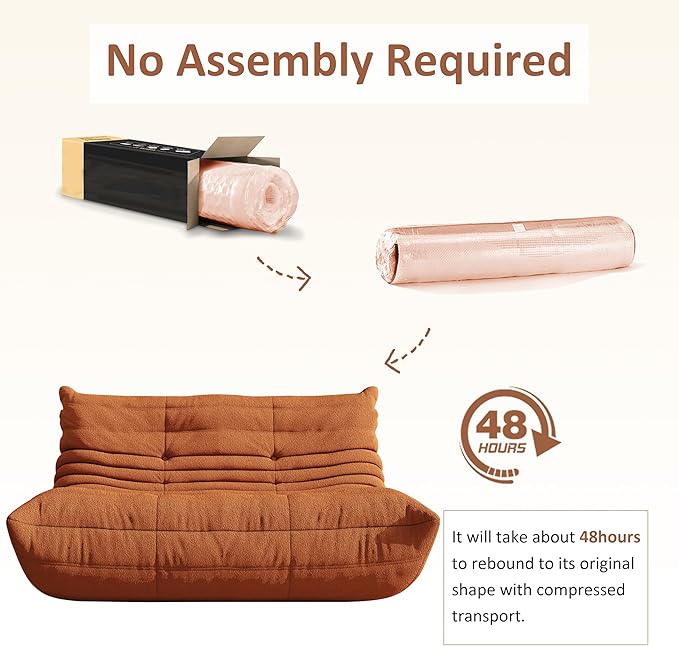 Bean Bag Chairs for Adults Giant Bean Bag Chair， 2 Seater with Memory Foam Filled Fireside Chair, Lazy Sofa Lounge Floor Sofa for Living Room, Bedroom, Office, No Assembly Required. (Orange)-Ruum Studio Home