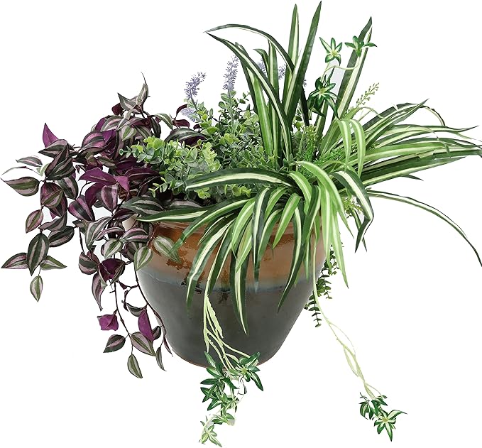 Sunnydaze Chalet Large Ceramic Plant Pot - Round Outdoor Glazed Ceramic Planter Pot with Drainage - Forest Lake Green - 14.5"-Ruum Studio Home