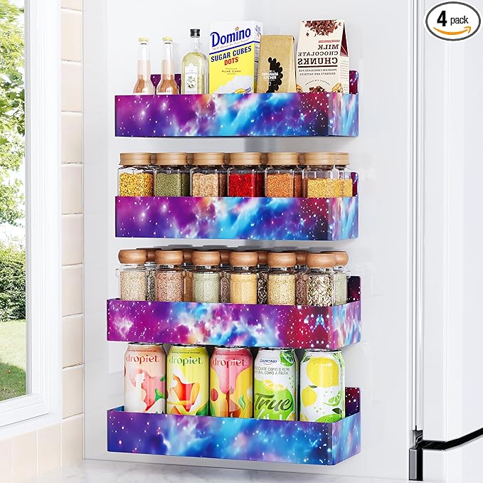 Magnetic Spice Rack for Refrigerator, Kitchen Organizer and Storage Shelf, Starry Sky(4 Pack)-Ruum Studio Home