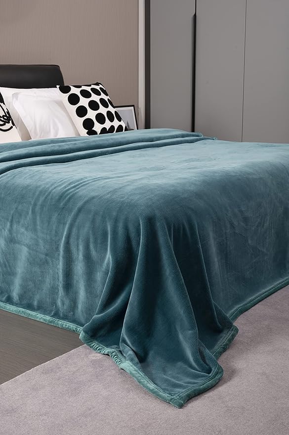 Mellowdy Extra Thick Hearty Plush Flannel Blanket (Deep Turquoise, 60x80) - 500GSM Twin Size Warm Blanket for Winter, Fall | Soft, Fluffy, Cuddly, Perfect for Bed, Oversized Throw for Couch, Sofa-Ruum Studio Home