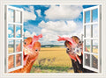 Funny Chicken Wall Stickers Peel and Stick - 2 Hens Head Looking Inside from Window - Cute Chicken Wall Decals Removable - Chicken Lover Gifts Wall Decor for Bedroom Farmhouse Kitchen Dorm-Ruum Studio Home