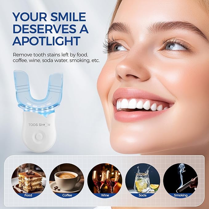 Teeth Whitening Kit for Sensitive Teeth,with 4 Carbamide Peroxide Pen & 1 Remineralization Pen,LED Accelerator Light Non,Tooth Whitener Professional Oral Care Gently Yet Effectively Removes Stains-Ruum Studio Home