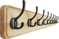 Dseap Coat Rack Wall: 38-1/4" Long, Patented, Heavy-Duty, 10-Double-Hooks Wooden Wall Mounted Coat Rack Coat Hanger Hook Rail for Winter Coats Hat Jacket Clothing, Light Brown-Ruum Studio Home
