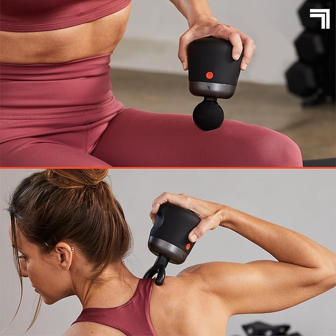 Sharper Image® Powerboost® Palm Portable Percussion Massager - 4 Attachments, 4 Speeds| Compact Full Body Back & Shoulder Mini Massage Gun| Deep Tissue Muscle Soreness Recovery| Wellness Gift-Ruum Studio Home