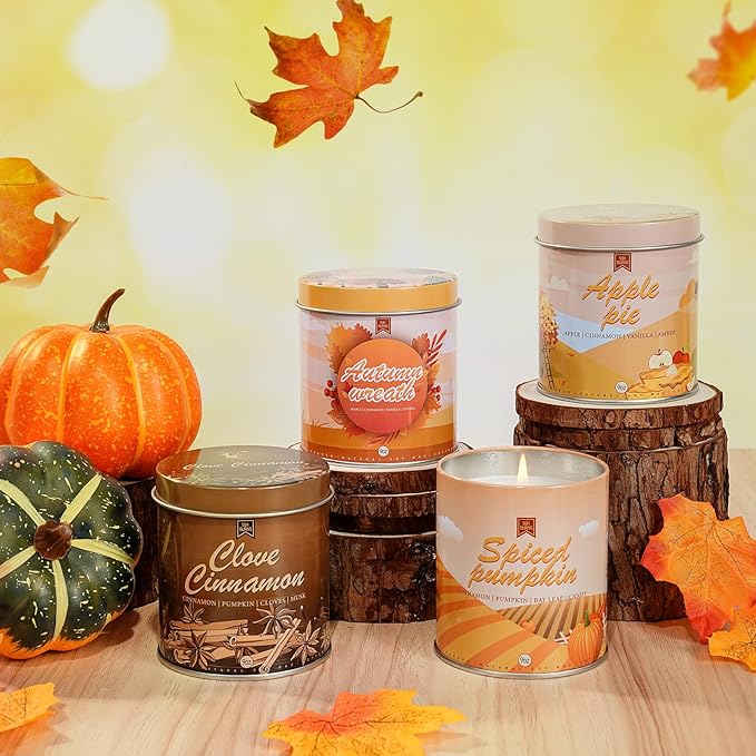 Cinnamon Fall Candles for Home Scented Natural Soy Wax Non Toxic Birthday Candle Scented Candles 40 Hours Bruning 9oz Aromatherapy Candle Gifts for Women Halloween Birthday Thanksgiving-Ruum Studio Home