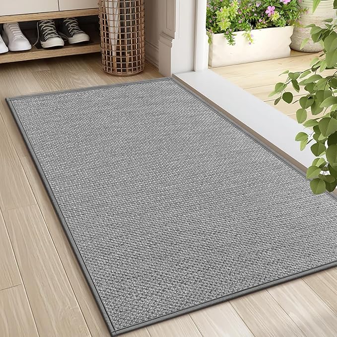 LEKEEPGO Door Mat 24"x36", Non Slip Door Mat Indoor Entrance, Rubber Backing Front Indoor Door mat Washable Absorbent Low-Profile Entryway Entry Resist Dirt Inside Door Mats, Light Grey-Ruum Studio Home