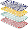 Selamica Ceramic Rectangular Salad Plates Set, Dinner Plate 9.4 Inch Dessert Plates for Party Entertaining, Small Serving Plates for Appetizers, Sushi, Fruit, Set of 4, Assorted Colors-Ruum Studio Home