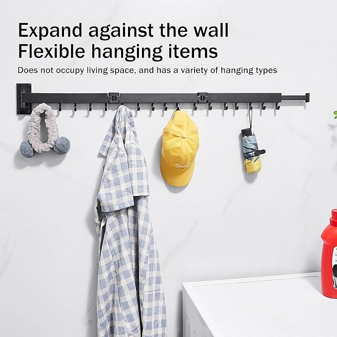 Clothes Drying Rack,Drying Rack Clothing,Luandry Drying Rack,Clothes Hanger Rack,Wall Mounted Luandry Rack,Folding Retractable,Frosted Stone Black Classic,ms-01-Ruum Studio Home