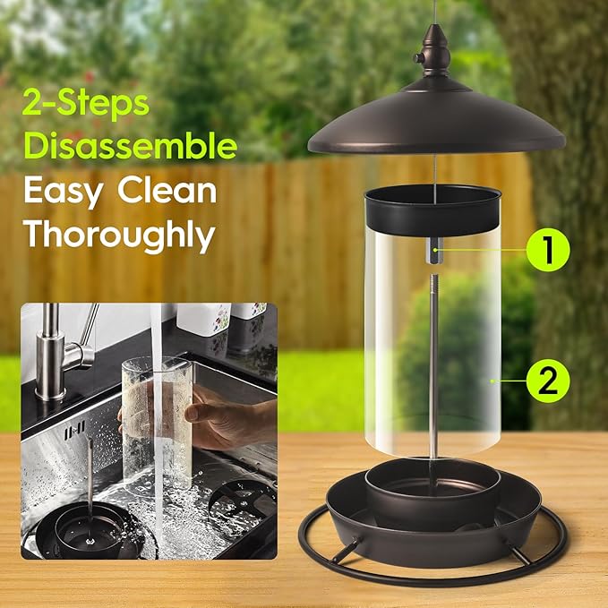 Metal Roof Bird Feeder - Chew Proof for Outdoor Hanging Wild Bird Seeds. Bronze-Ruum Studio Home