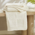 Amélie Home Chenille Knit Throw Blanket for Couch, Checkered Texture Decorative Soft Blanket for Sofa, Bed & Living Room, 50"x60", Ivory-Ruum Studio Home