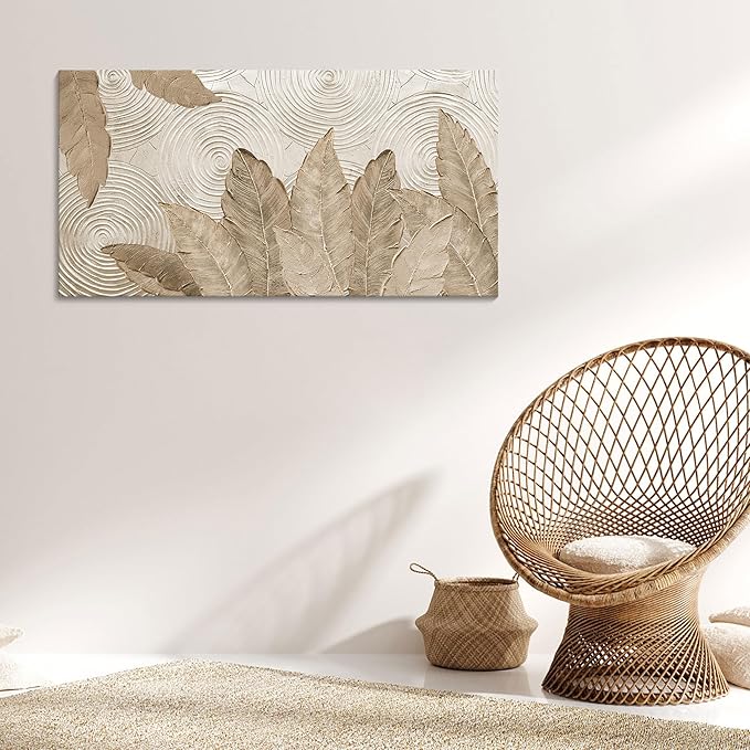 Minimalist & Modern Art for Bedroom Decor Framed Abstract Artwork for Walls Neutral & Contemporary Beige Wall art - Artwork for Living Room and Boho Style Large Abstract Wall Art 24×48IN-Ruum Studio Home